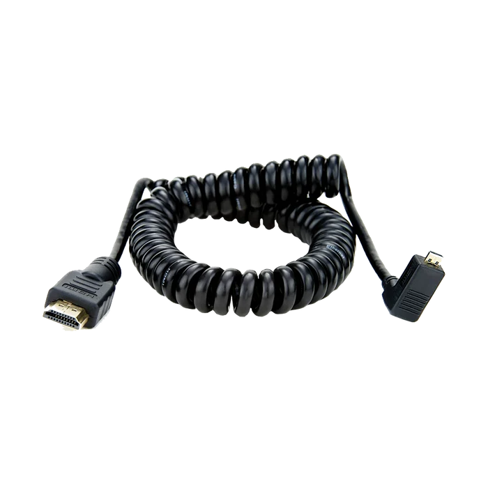 Atomos Coiled Micro-HDMI to HDMI Cable (Right-Angle Micro-HDMI) - 50 cm
