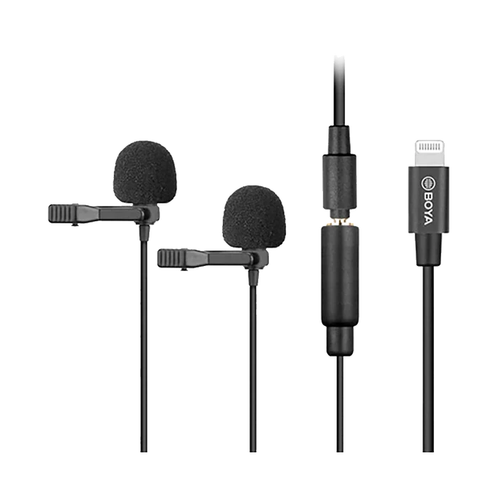 BOYA BY-M2D Digital Dual Omnidirectional Lavalier Microphones with Detachable Lightning Cable (iOS)