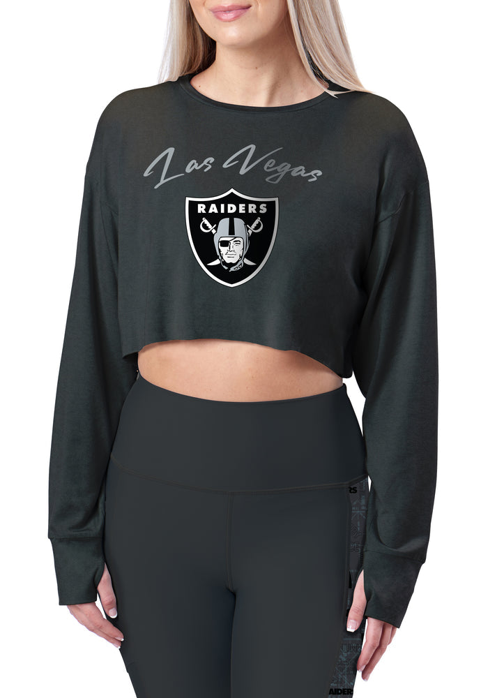 Certo By Northwest NFL Women's Las Vegas Raiders Central Crop Top, Black