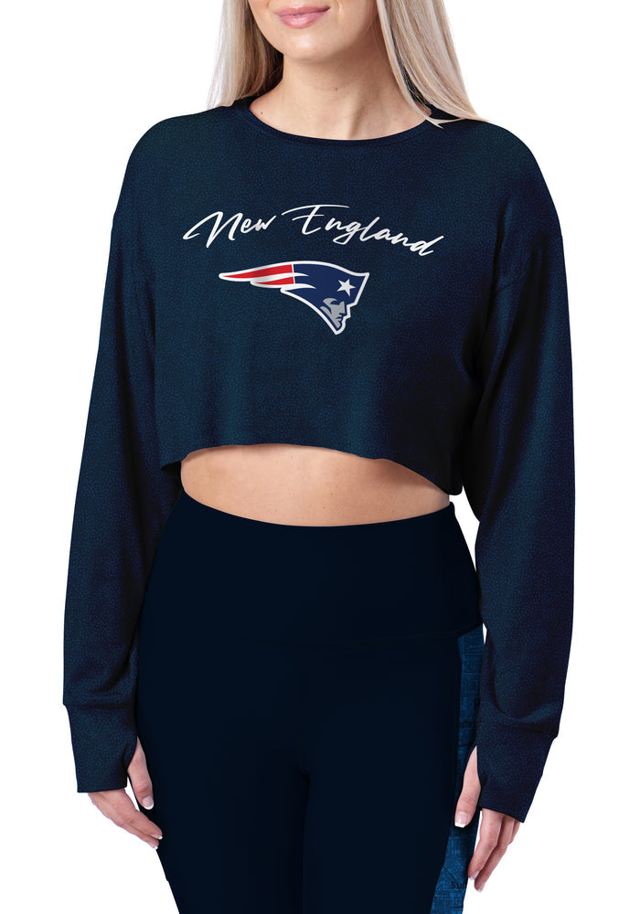 Certo By Northwest NFL Women's New England Patriots Central Crop Top, Navy
