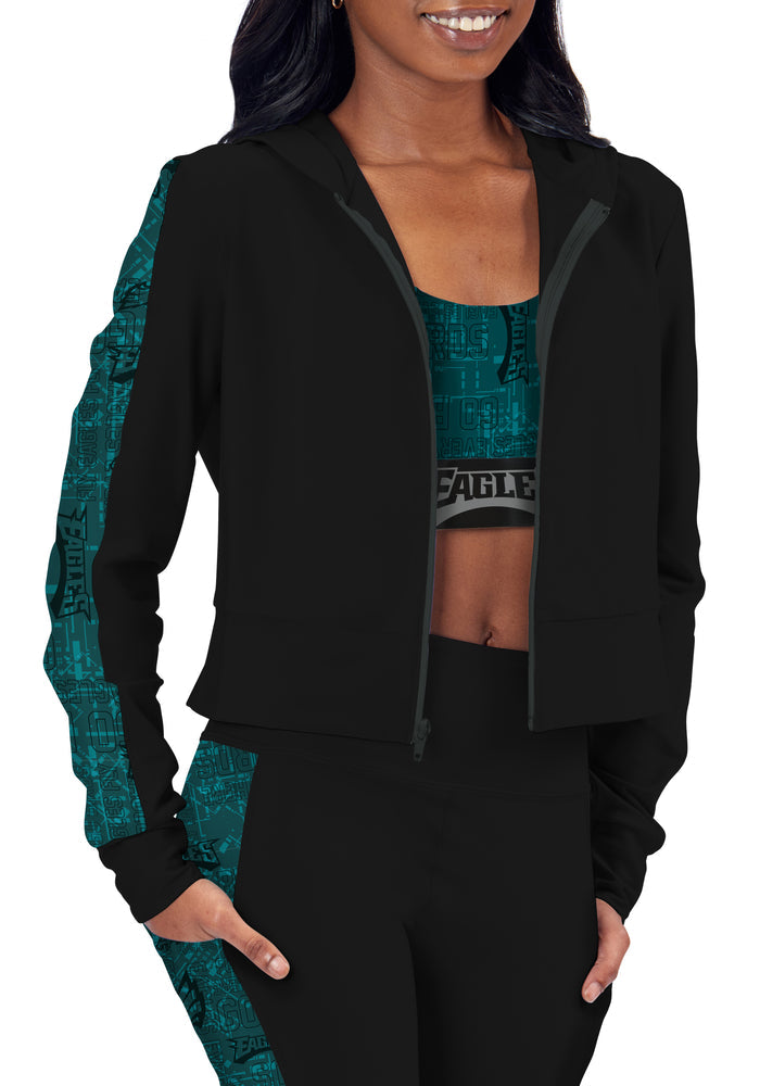 Certo By Northwest NFL Women's Philadelphia Eagles All Day Cropped Hoodie, Black