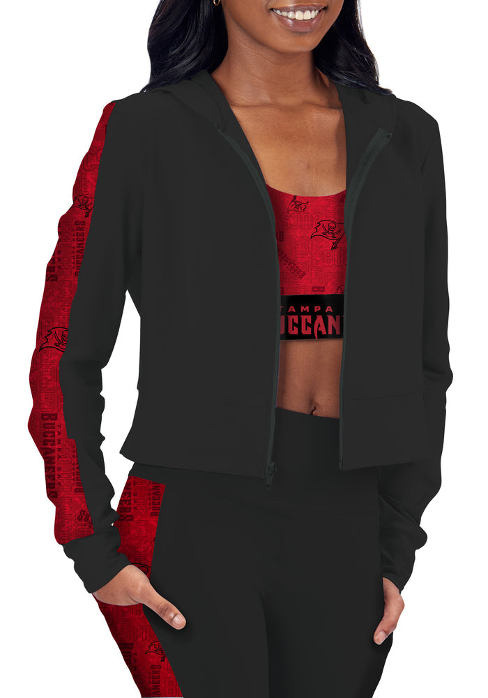 Certo By Northwest NFL Women's Tampa Bay Buccaneers All Day Cropped Hoodie, Black