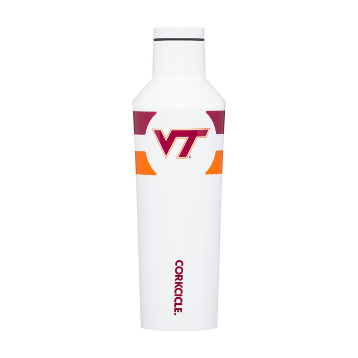 Corkcicle NCAA Virginia Tech Hokies Canteen 16oz Modernist White, Gym Stripe
