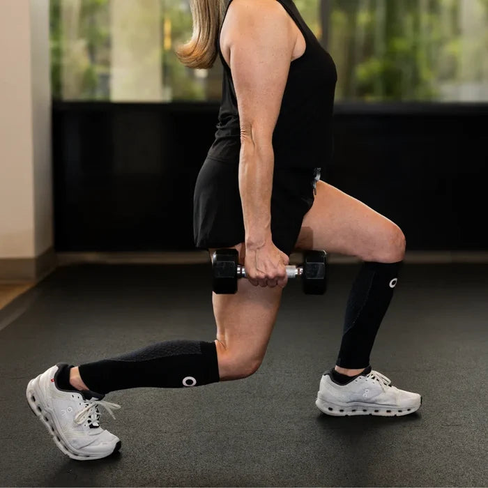 athlete wearing black cs6 calf sleeves while working out | OS1st