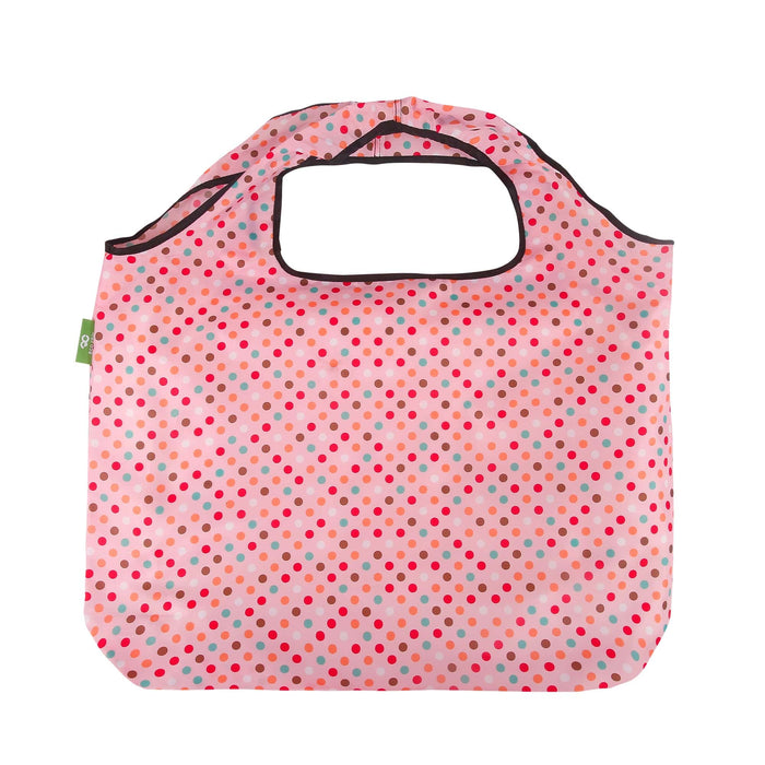 Eco Chic Eco Chic Foldable Reusable Large Shopping Bag Polka Dots