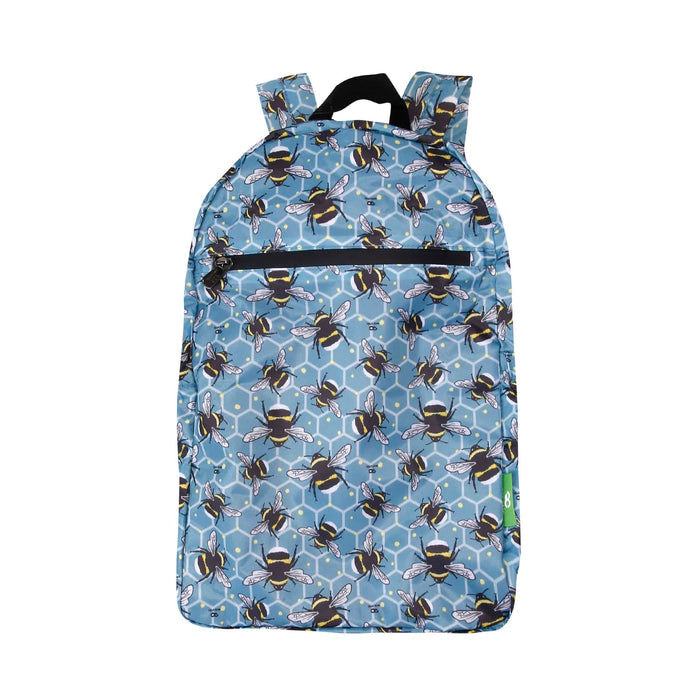Eco Chic Blue Eco Chic Lightweight Foldable Backpack Bumble Bees