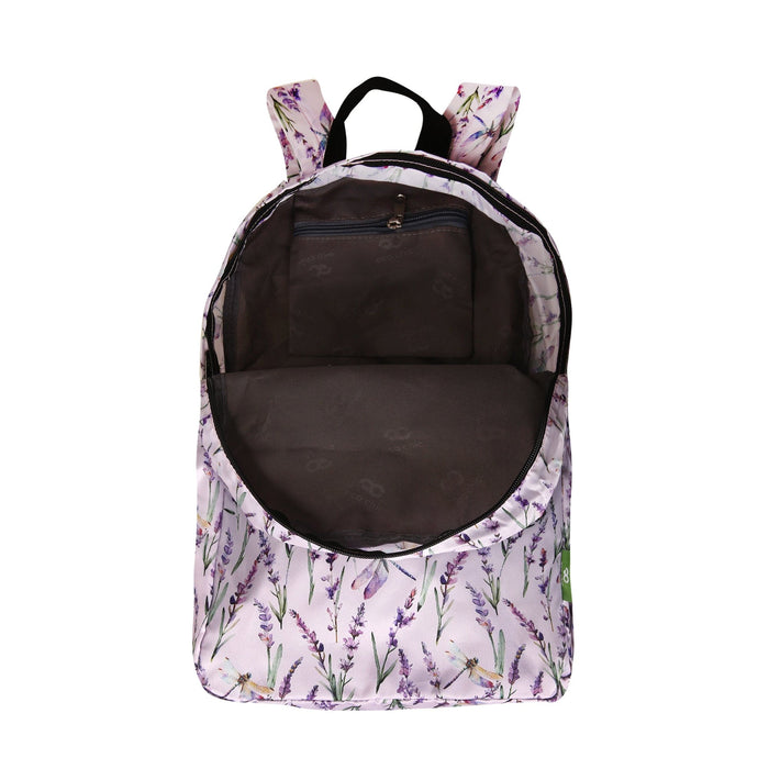 Eco Chic Eco Chic Lightweight Foldable Backpack Lavender with Dragonfly