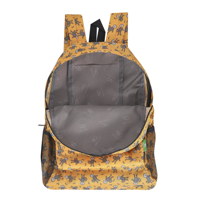 Eco Chic Eco Chic Lightweight Foldable Backpack Monkeys