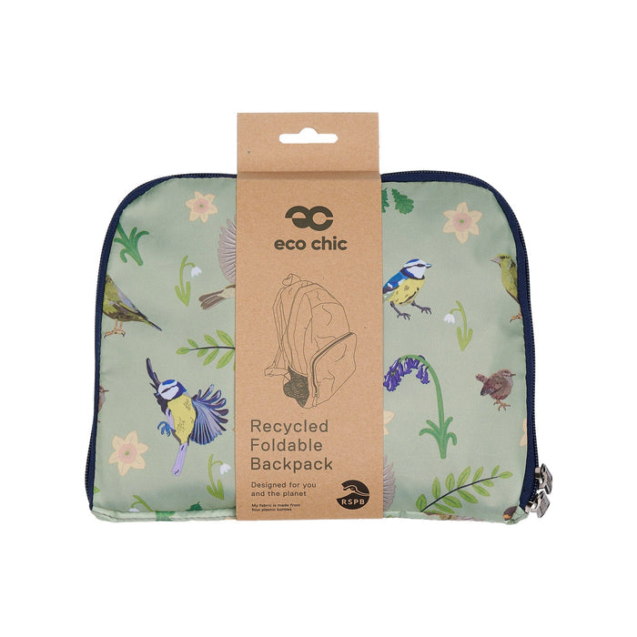 Eco Chic Eco Chic Lightweight Foldable Backpack RSPB Birds