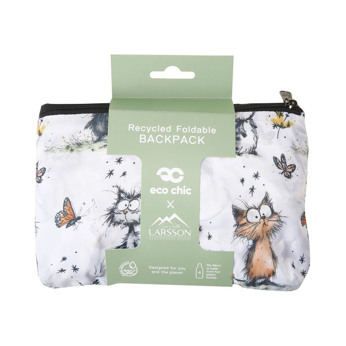 Eco Chic Eco Chic Lightweight Foldable Backpack Whimsy Cats
