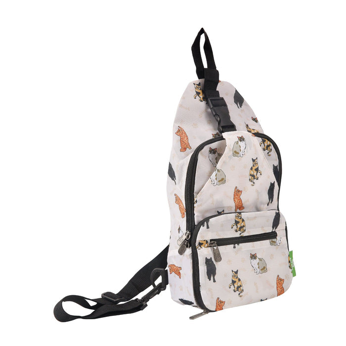 Eco Chic Beige Eco Chic Lightweight Foldable Crossbody Bag Beloved Cats