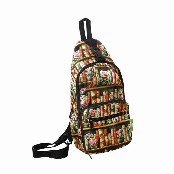Eco Chic Eco Chic Lightweight Foldable Crossbody Bag Books and Roses
