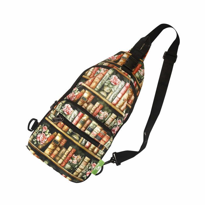Eco Chic Eco Chic Lightweight Foldable Crossbody Bag Books and Roses