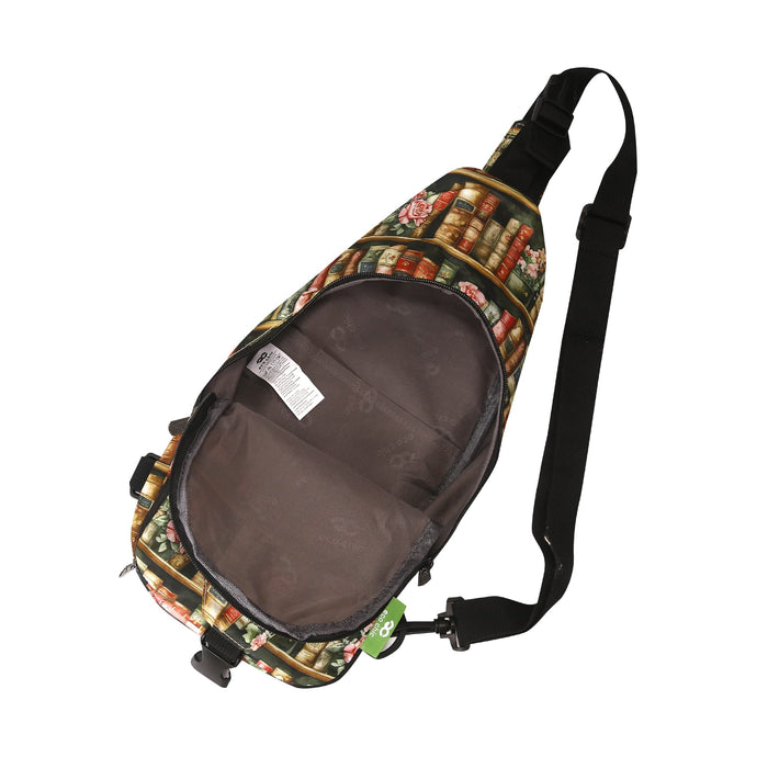 Eco Chic Eco Chic Lightweight Foldable Crossbody Bag Books and Roses
