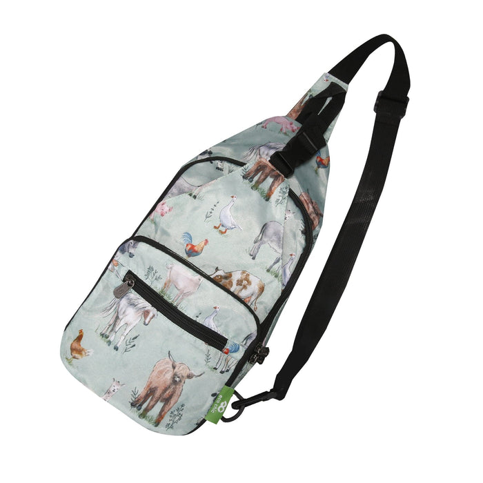 Eco Chic Eco Chic Lightweight Foldable Crossbody Bag Cottage Animals