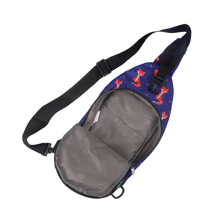 Eco Chic Navy Eco Chic Lightweight Foldable Crossbody Bag Foxes