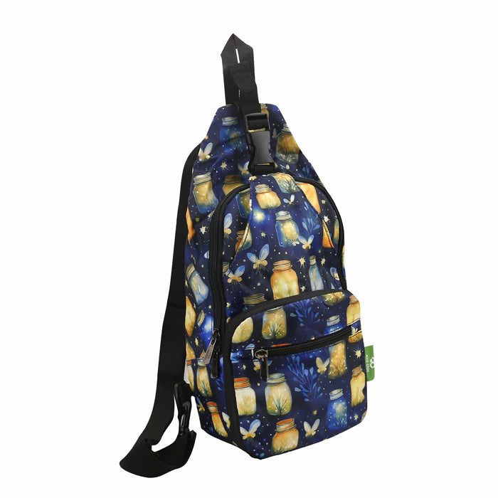 Eco Chic Eco Chic Lightweight Foldable Crossbody Bag Jars and Fireflies