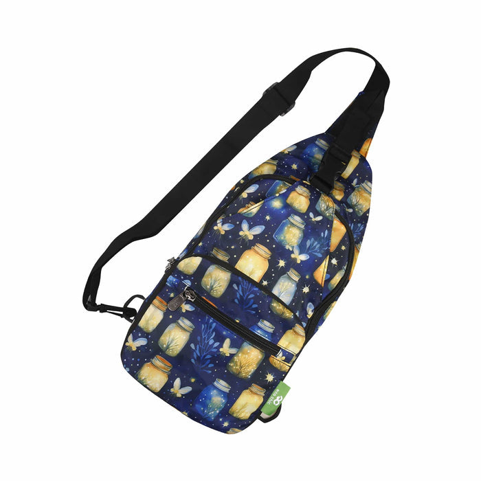Eco Chic Eco Chic Lightweight Foldable Crossbody Bag Jars and Fireflies