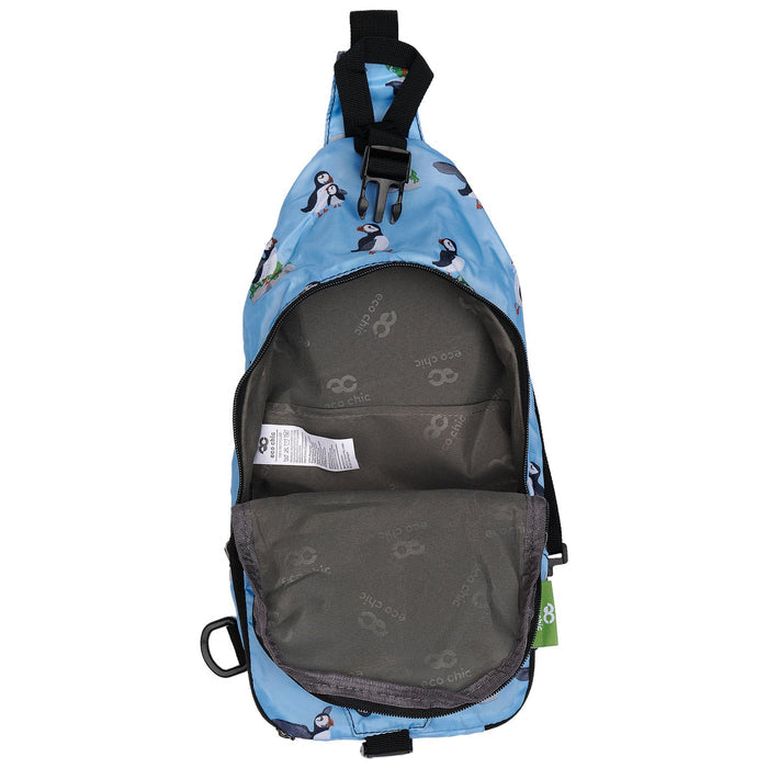 Eco Chic Blue Eco Chic Lightweight Foldable Crossbody Bag Multi Puffin