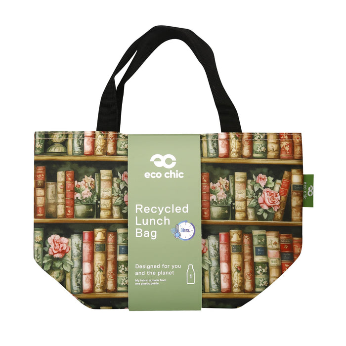 Eco Chic Eco Chic Lightweight Foldable Lunch Bag Books and Roses