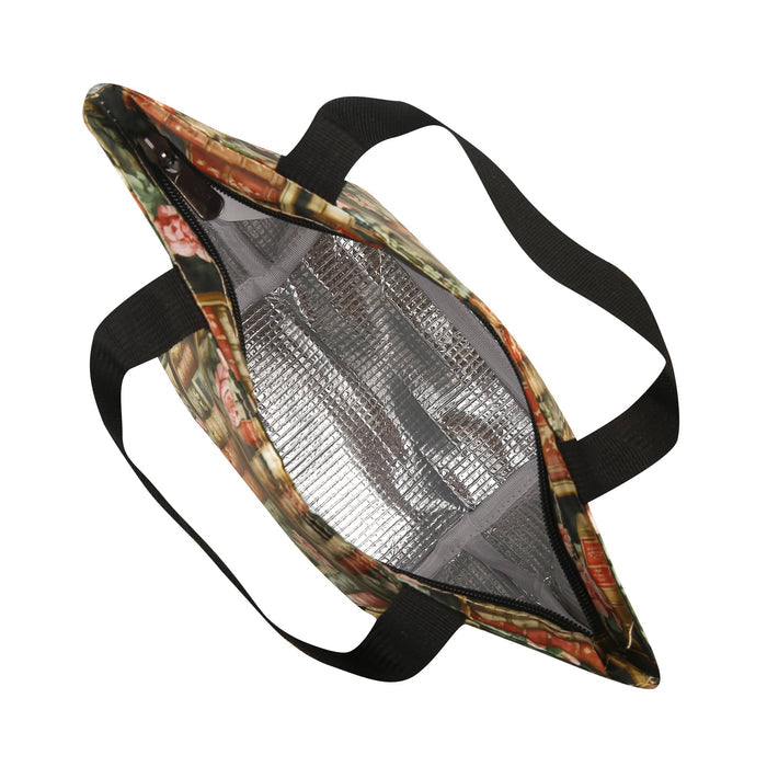 Eco Chic Eco Chic Lightweight Foldable Lunch Bag Books and Roses