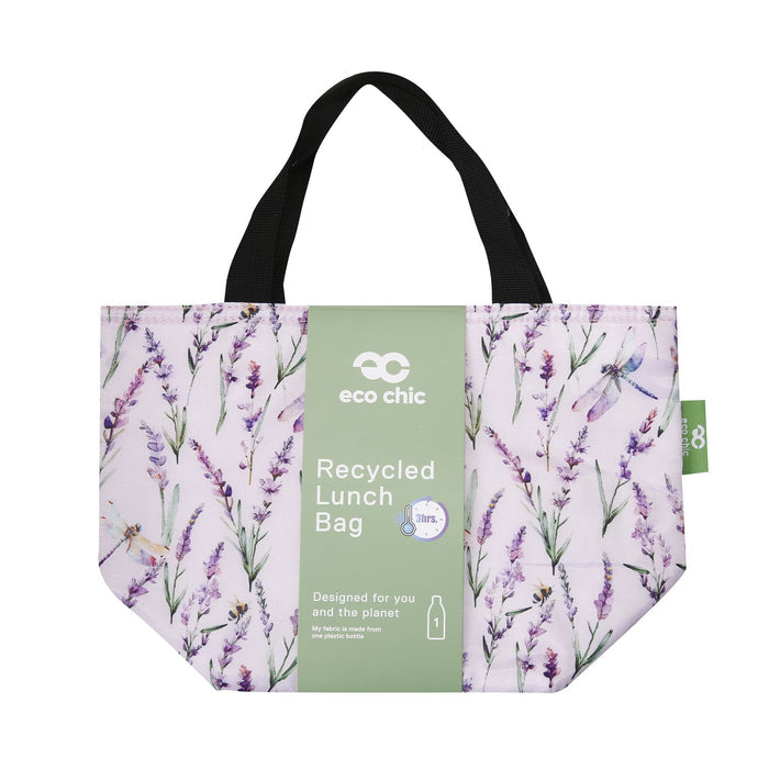 Eco Chic Eco Chic Lightweight Foldable Lunch Bag Lavender with Dragonfly