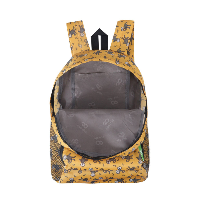 Eco Chic Eco Chic Lightweight Foldable Mini Backpack Monkeys