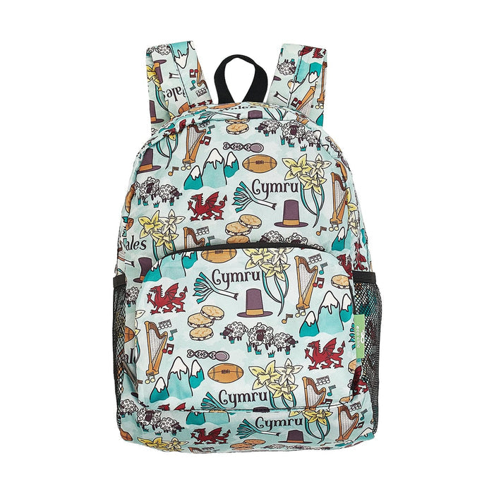 Eco Chic Blue Eco Chic Lightweight Foldable Mini Backpack Wales Montage