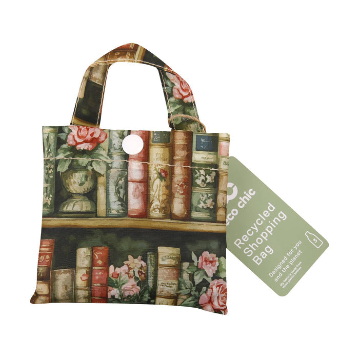 Eco Chic Eco Chic Lightweight Foldable Reusable Shopping Bag Books and Roses