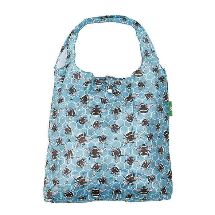 Eco Chic Blue Eco Chic Lightweight Foldable Reusable Shopping Bag Bees