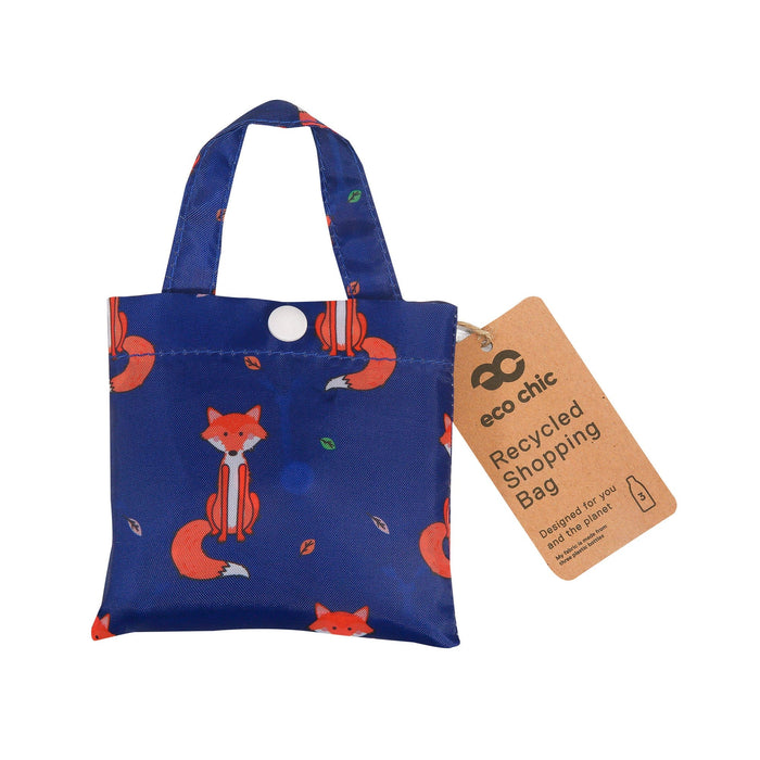 Eco Chic Eco Chic Lightweight Foldable Reusable Shopping Bag Foxes