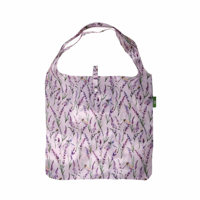 Eco Chic Eco Chic Lightweight Foldable Reusable Shopping Bag Lavender with Dragonfly