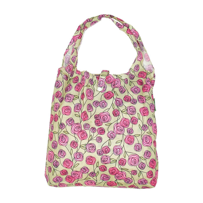 Eco Chic Green Eco Chic Lightweight Foldable Reusable Shopping Bag Mackintosh Rose