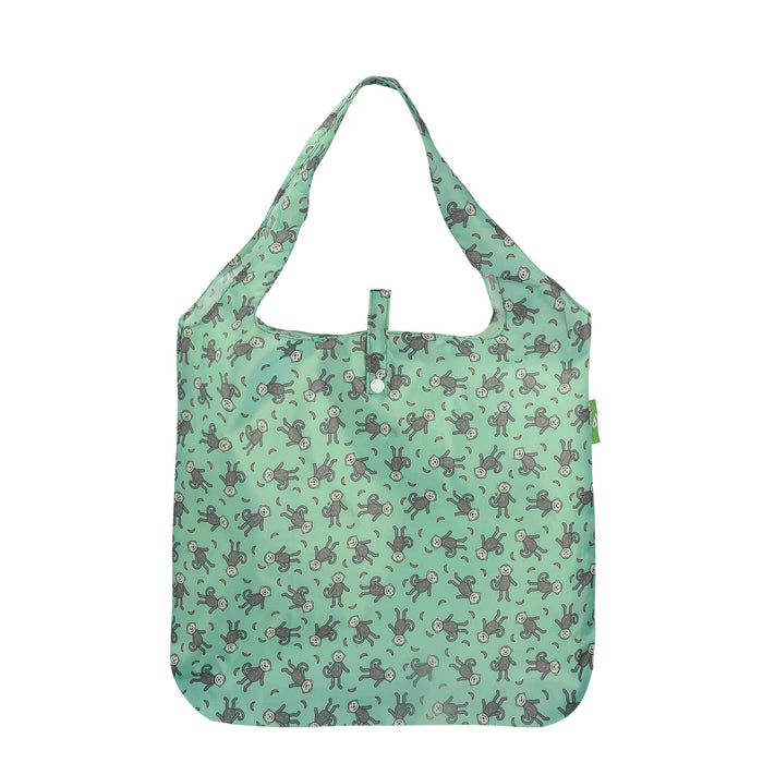 Eco Chic Green Eco Chic Lightweight Foldable Reusable Shopping Bag Monkeys