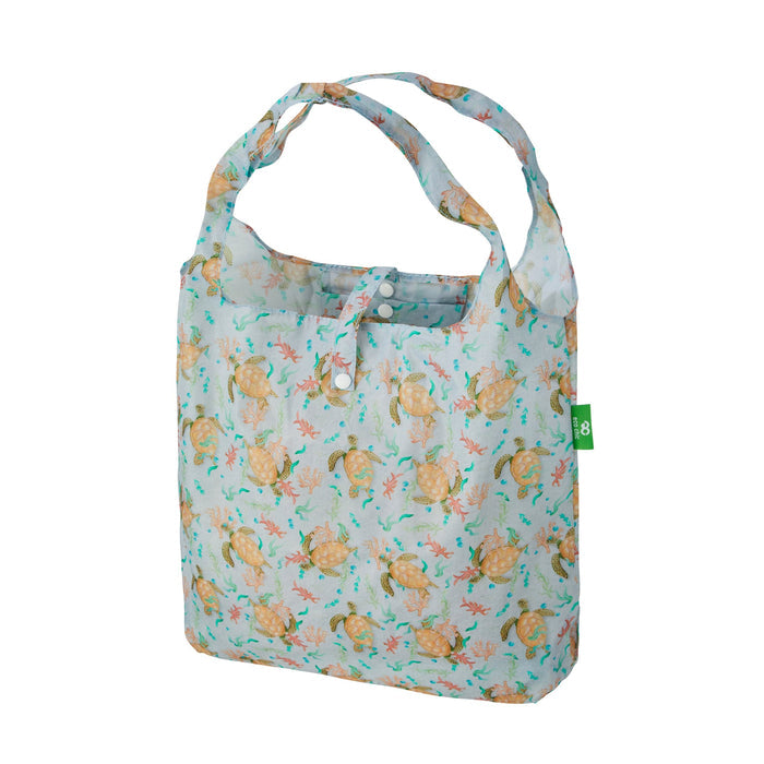 Eco Chic Grey Eco Chic Lightweight Foldable Reusable Shopping Bag Sea Turtles