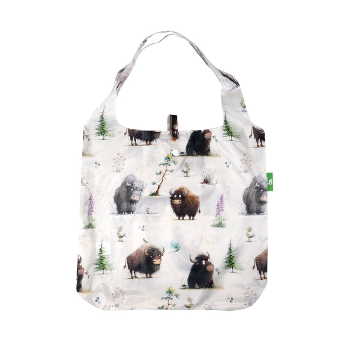 Eco Chic Eco Chic Lightweight Foldable Reusable Shopping Bag Whimsy Buffalo