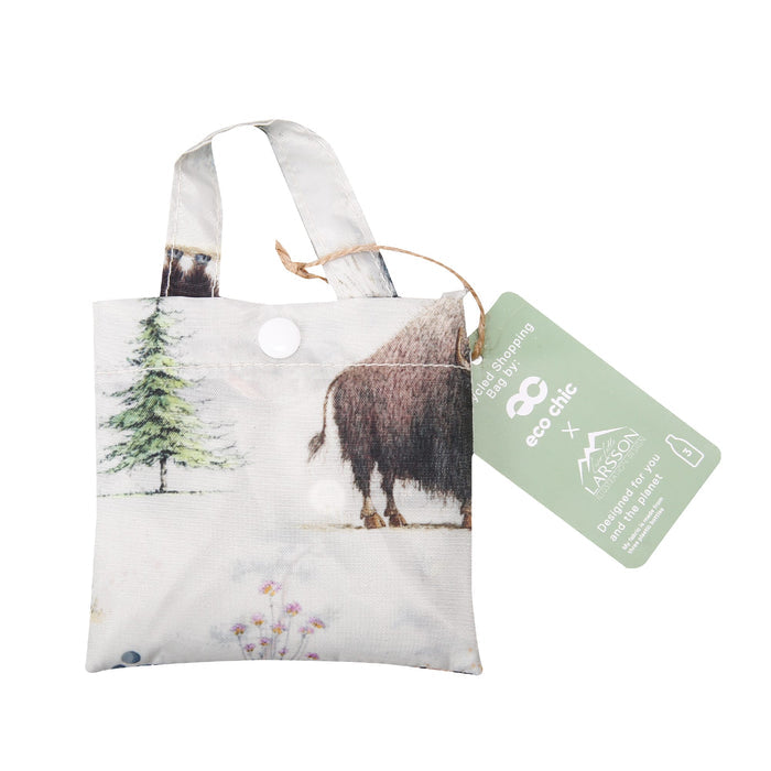 Eco Chic Eco Chic Lightweight Foldable Reusable Shopping Bag Whimsy Buffalo