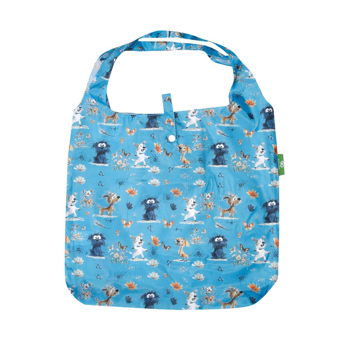 Eco Chic Eco Chic Lightweight Foldable Reusable Shopping Bag Whimsy Dogs