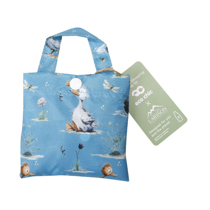 Eco Chic Eco Chic Lightweight Foldable Reusable Shopping Bag Whimsy Ducks