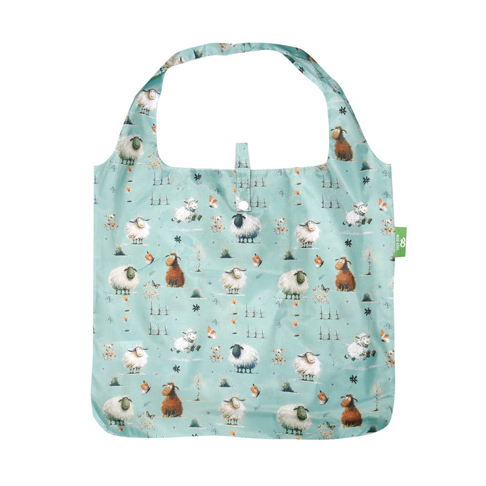 Eco Chic Eco Chic Lightweight Foldable Reusable Shopping Bag Whimsy Sheep