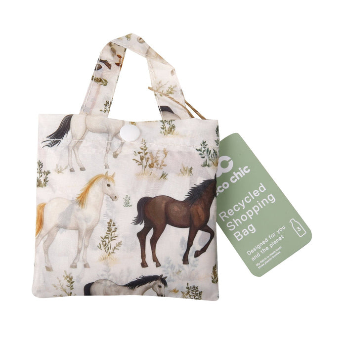 Eco Chic Eco Chic Lightweight Foldable Reusable Shopping Bag Wild Horses