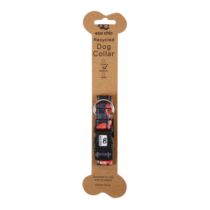 Eco Chic Eco Chic Recycled Dog Collar - Poppies Navy
