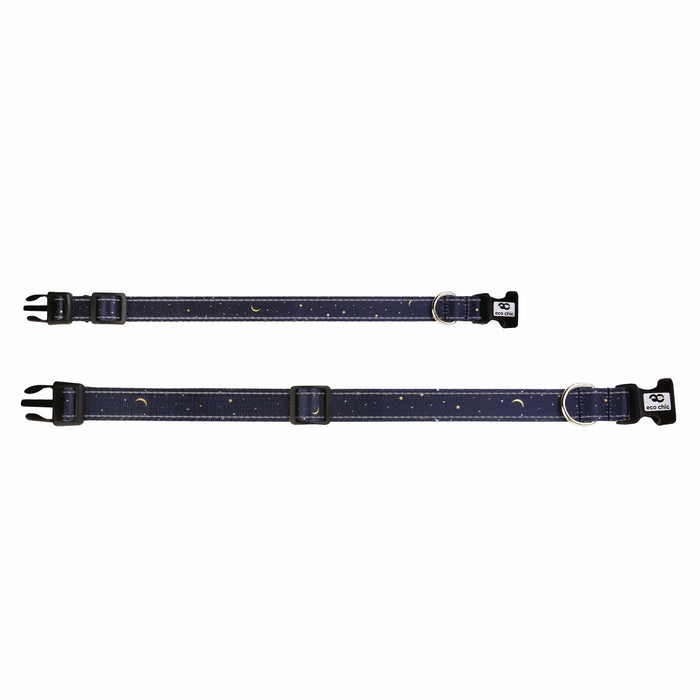 Eco Chic Eco Chic Recycled Dog Collar - Stars and Moons Navy