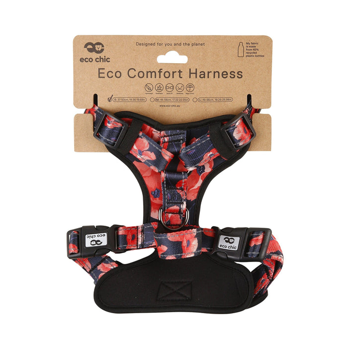 Eco Chic Small Eco Chic Recycled Dog Harness - Poppies Navy