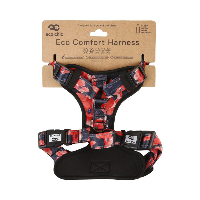 Eco Chic Medium Eco Chic Recycled Dog Harness - Poppies Navy