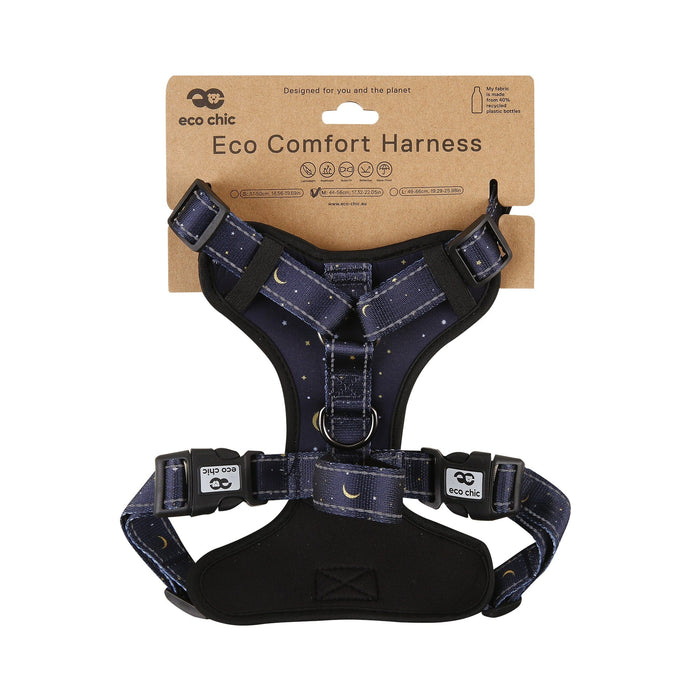Eco Chic Medium Eco Chic Recycled Dog Harness - Stars and Moons Navy