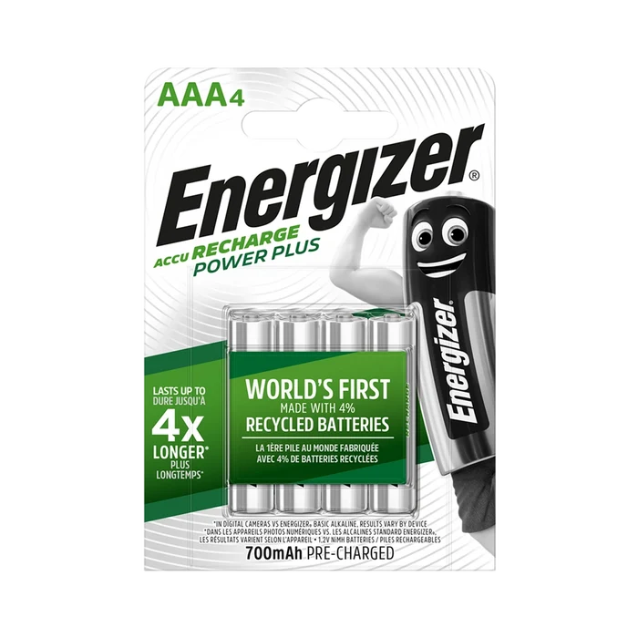 Energizer AAA 700mAh Recharge Power Plus Rechargeable Batteries (Pack of 4)