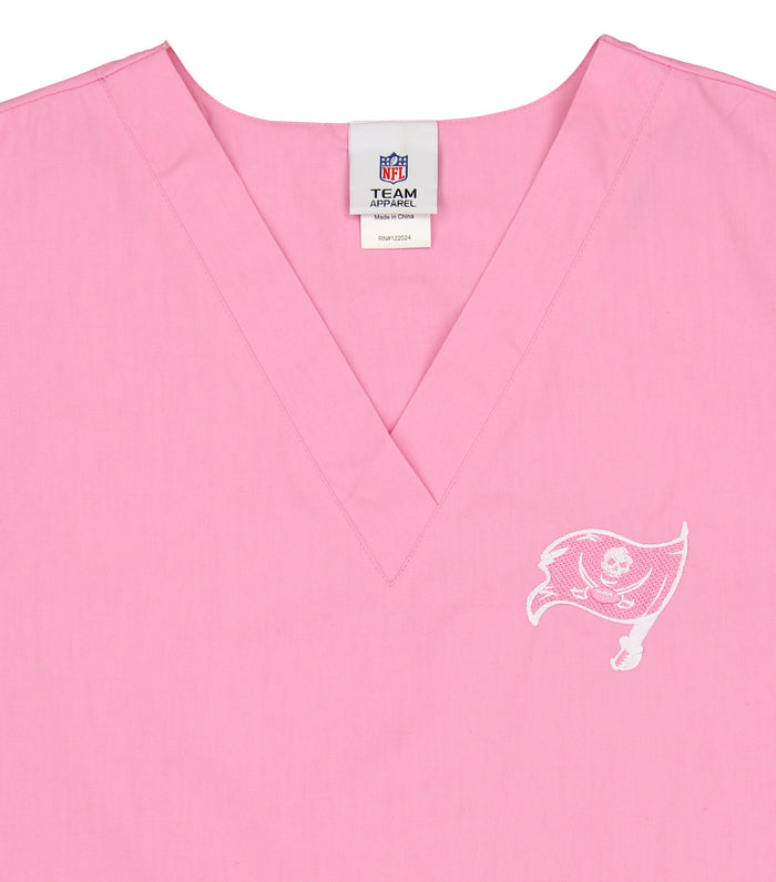 Fabrique Innovations NFL Unisex Tampa Bay Buccaneers Breast Cancer Awareness Scrub Top