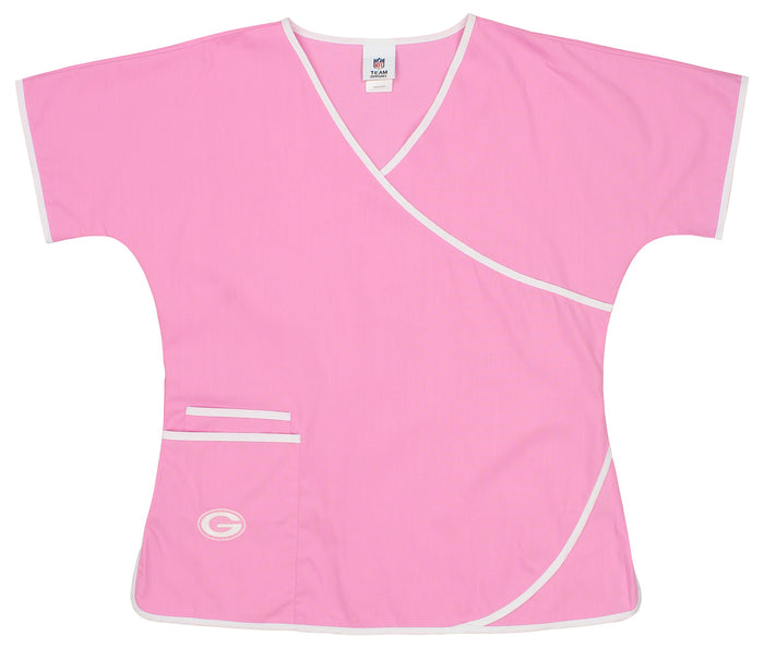 Fabrique Innovations NFL Women's Green Bay Packers Breast Cancer Awareness Scrub