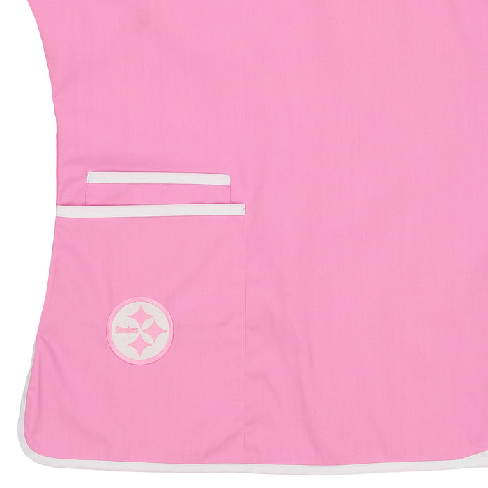 Fabrique Innovations NFL Women's Pittsburgh Steelers Breast Cancer Awareness Scrub Top